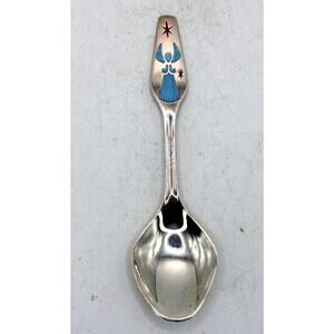 1967 Meka Sterling Silver Denmark Enamel Angel Spoon MCM